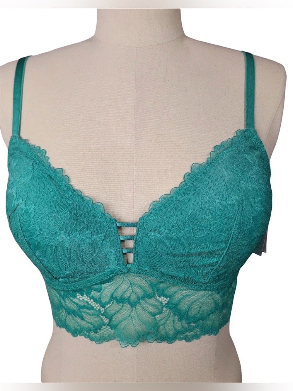 *new* Auden Teal Lace Bralette with Strappy Center Detail-Size Large